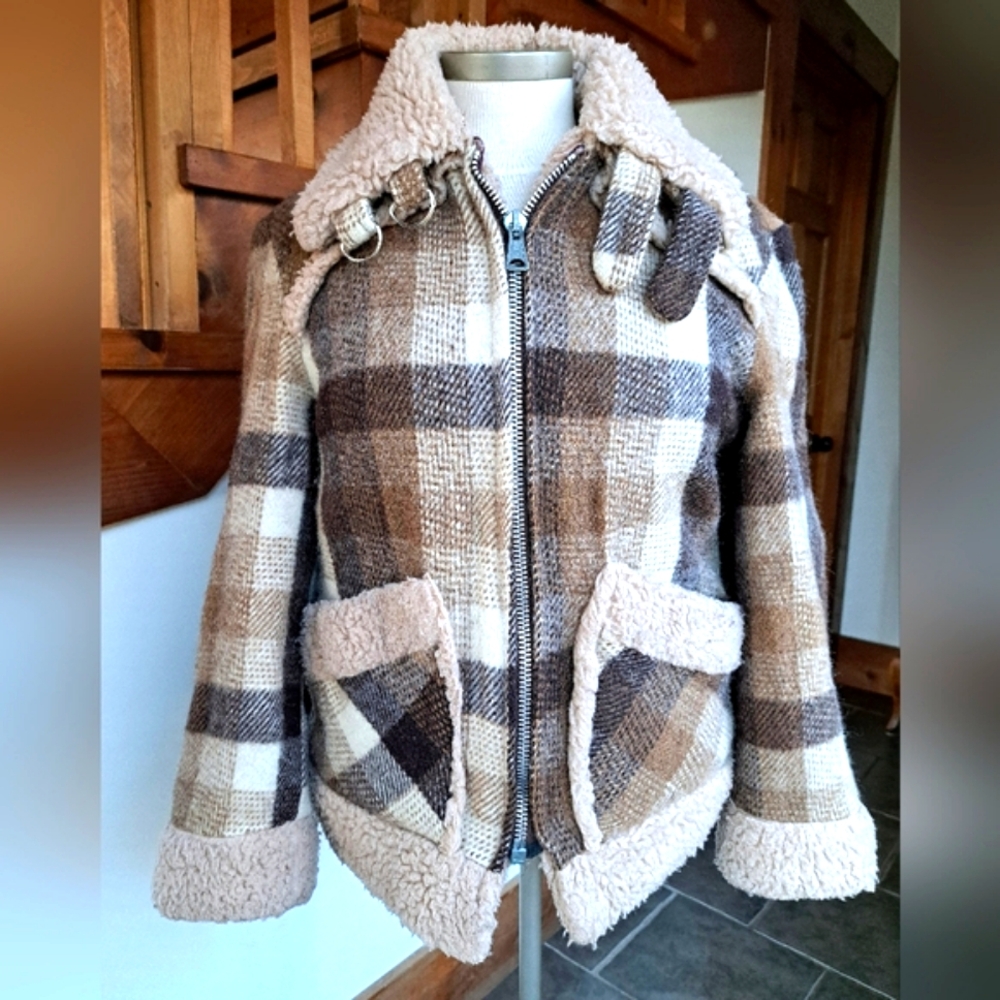 1976 Olympic of Canada Brown Plaid Wool Jacket